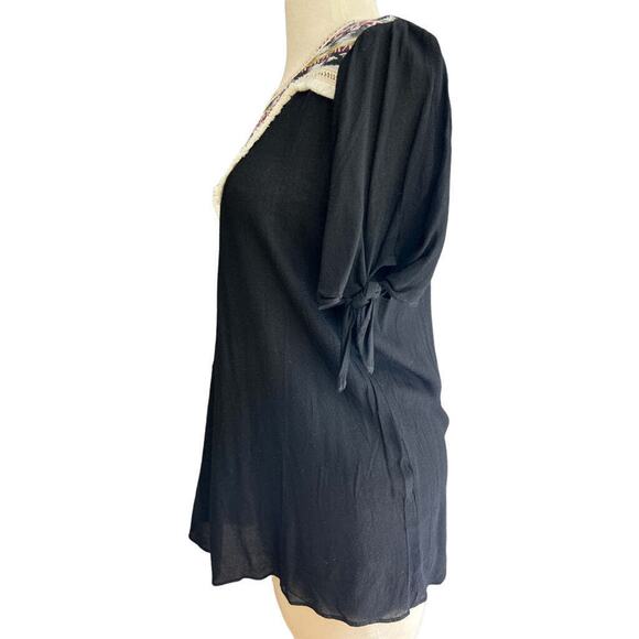Small Jodifl Black Boho Trim Short Sleeve Blouse - Picture 2 of 5
